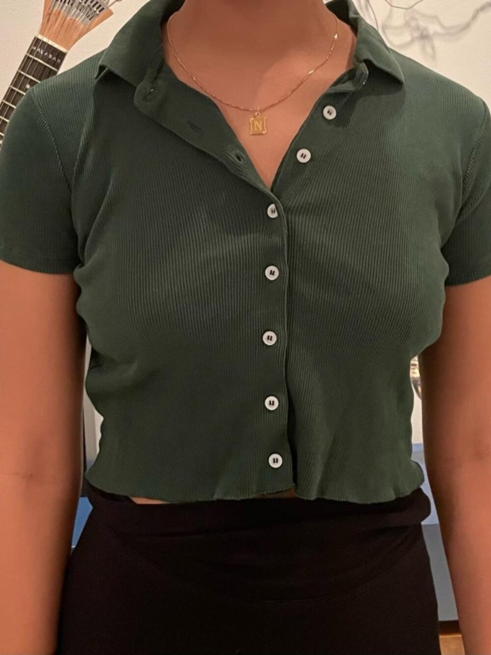 Brandy Melville Green Polo Top